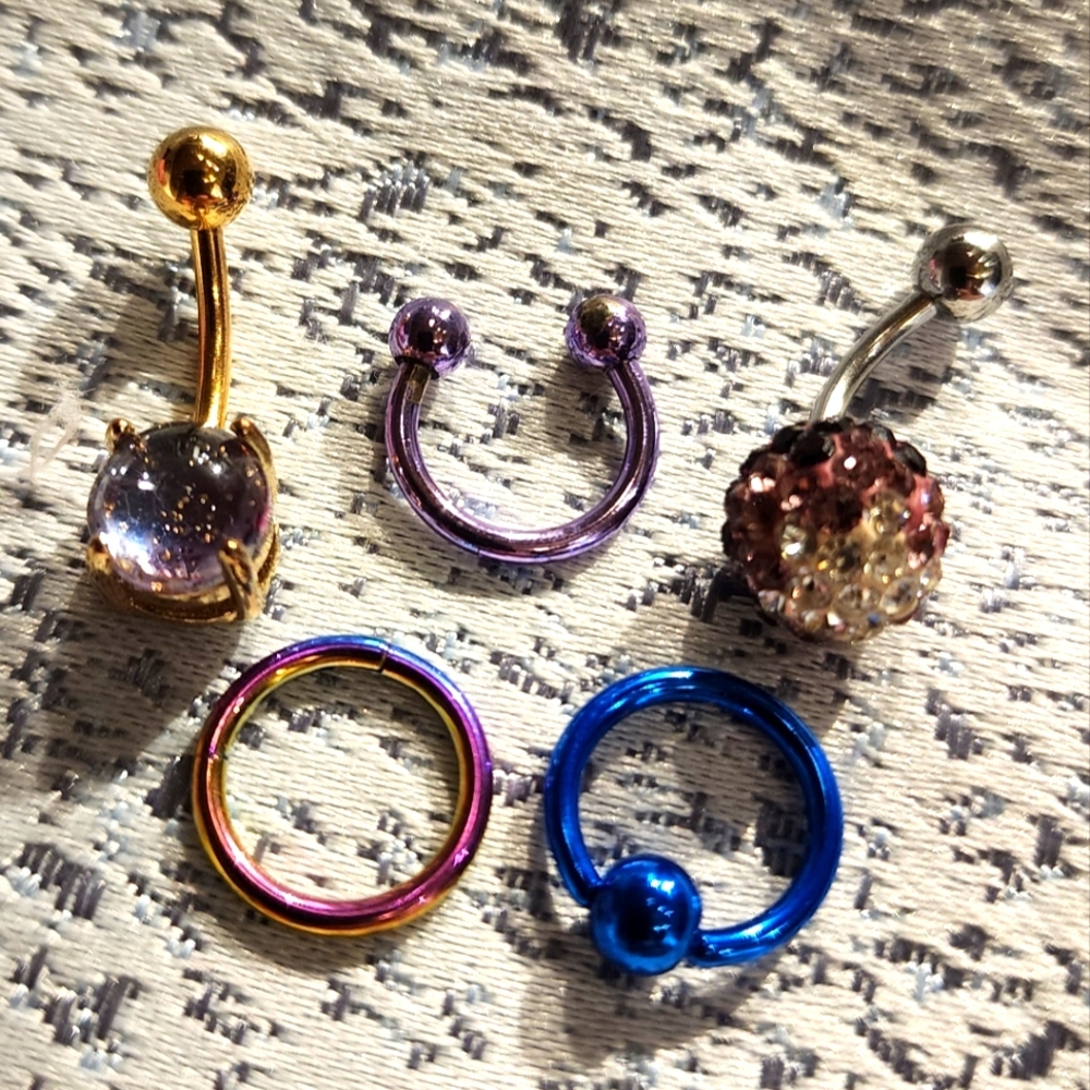 Bundle Of Five Belly Button Rings